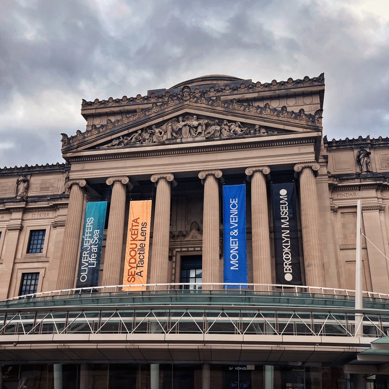Brooklyn Museum with Monet & Venice exhibition banner